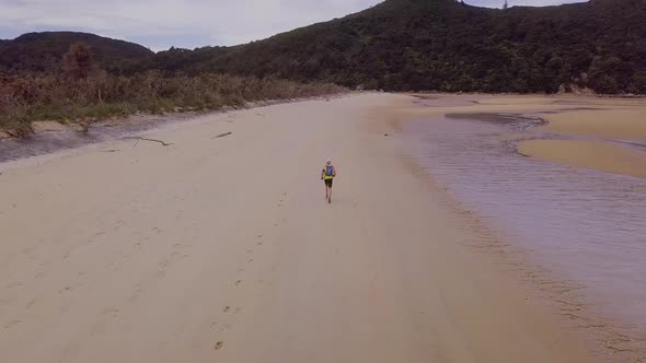 Running on the beach aerial