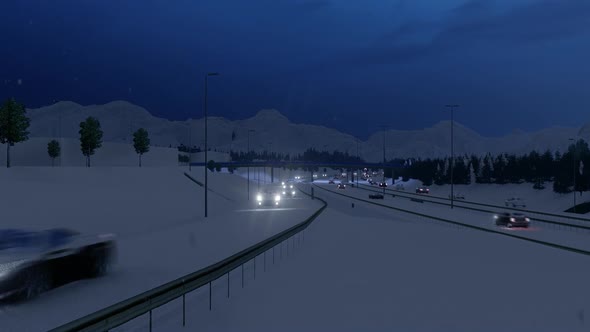 Long Road Traffic with Snow