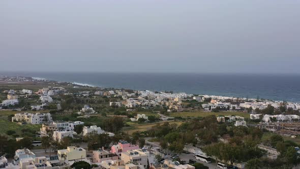 Aerial view of Kamari area on Santorini island