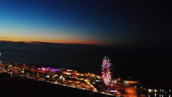 Ferris Wheel Ladnmark In Batumi At Night