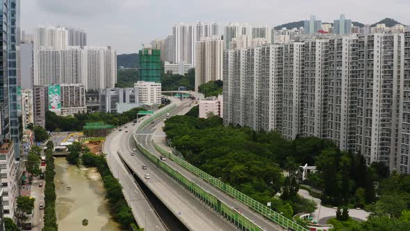 Hong Kong downtown with skyscraper