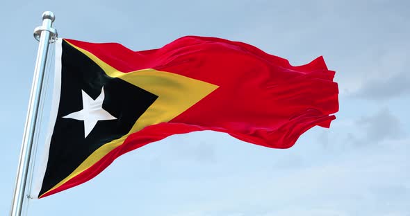 East Timor Flag Waving Loop  4 K