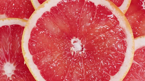 Grapefruit Rotating Top View Fresh and Ripe Citrus Fruits Circles