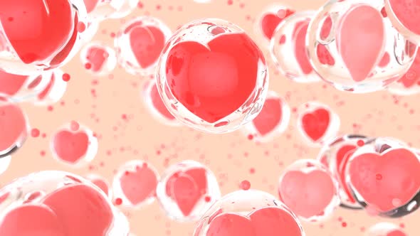 Abstract art background of love in bubbles 