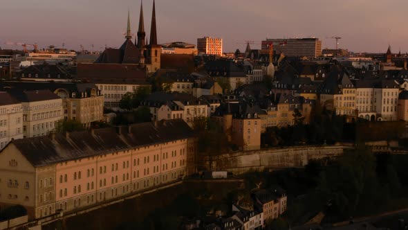 Chemind de la Corniche golden hour drone footage from Luxembourg