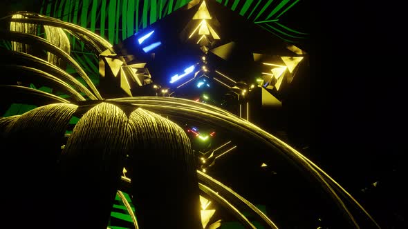 Mystical fantasy wild neon jungle motion background.