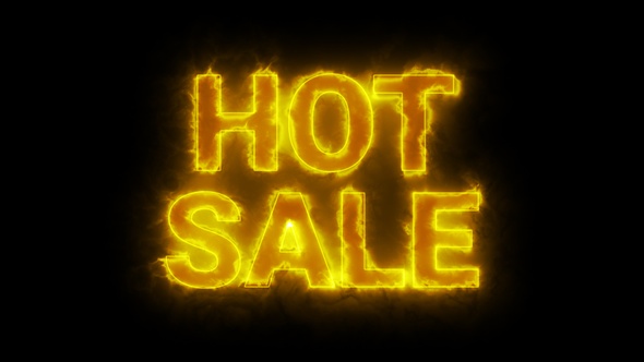 Burning Hot Sale Text Overlay With Fire Flame