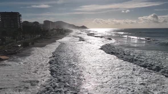 Dramatic Sea Texture  Filmed on a Drone in the Sunrise