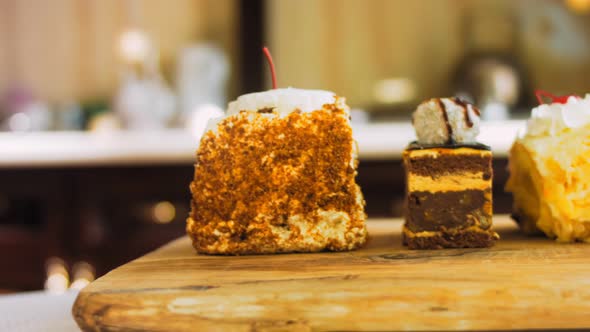 Many Slices of Cake on a Retrostyle Baking Sheet