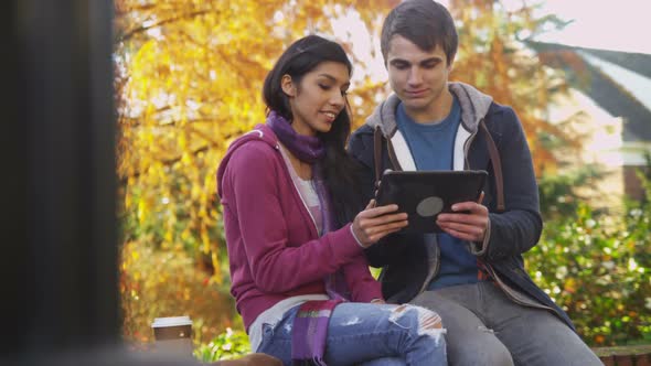 Portrait of college students in the Fall