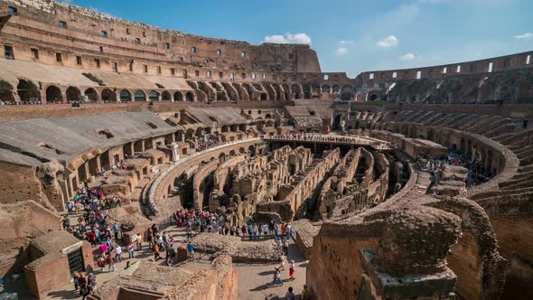 Time lapse of tourist in Rome Colosseum in Italy