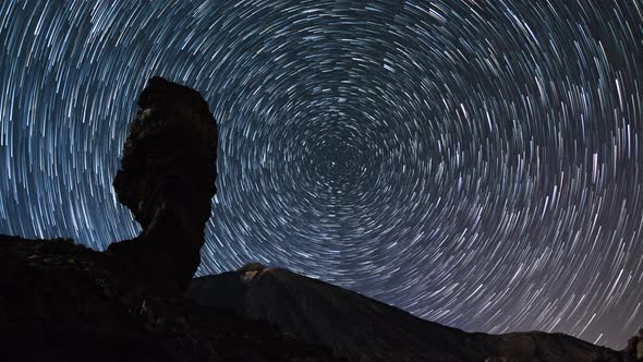 Startrails Timelapse Over Teide Volcano, Tenerife