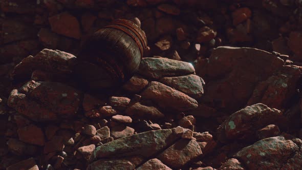 Old Wooden Barrel on the Rocks