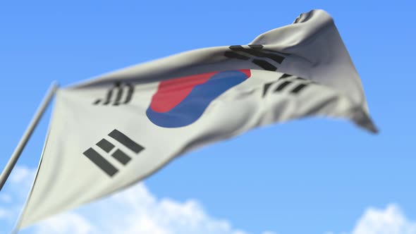 Flying National Flag of South Korea