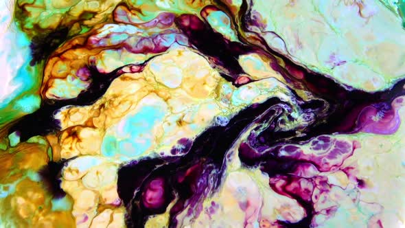 Abstract Colorful Chaos Paint Ink Blasting And Swirling