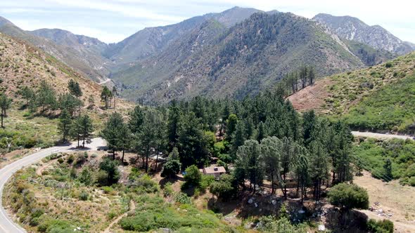 Asphalt Road Bends Through Angeles National Forests Mountain, California, USA