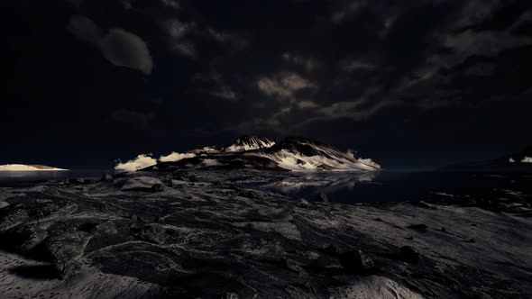 Dramatic Landscape in Antarctica with Storm Coming