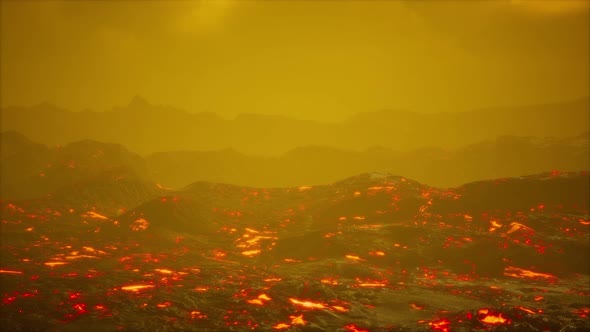 Scenic View of a Part of a Lava Flow in the Dark