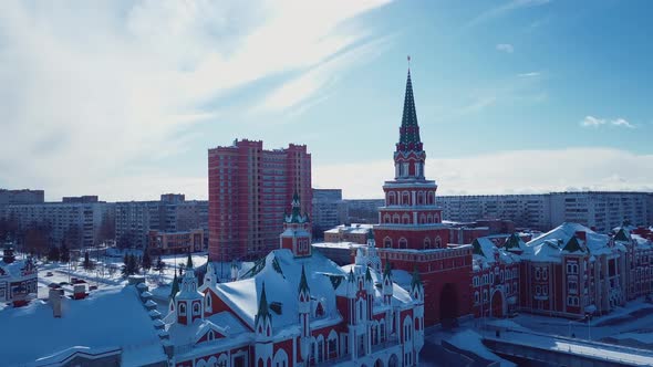 Aerial View Of The Sights Of Yoshkar Ola, Winter Russia