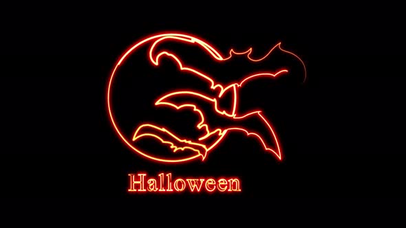 Happy Halloween neon text flashing motion graphic, 4k, loop animation
