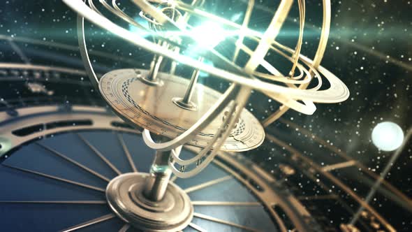 Armillary Sphere And Zodiac Signs On Background Of Starry Sky alt