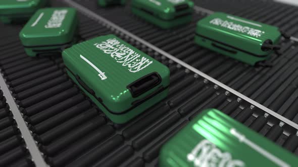 Many Suitcases Featuring Flag of Saudi Arabia