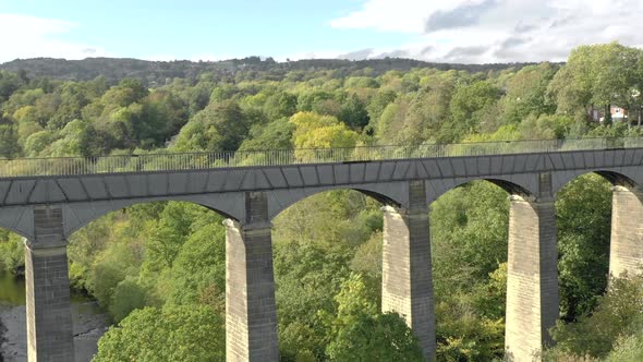 Pontcysyllte Aqueduct and River in Wales Aerial View