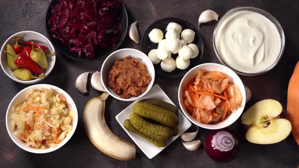 Probiotic and Prebiotic Foods Rich of Healthy Bacteria Good for Health and Gut