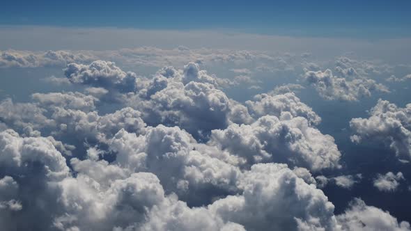 Clouds View From the Plane the Plane Flies High in the Sky Above the Clouds