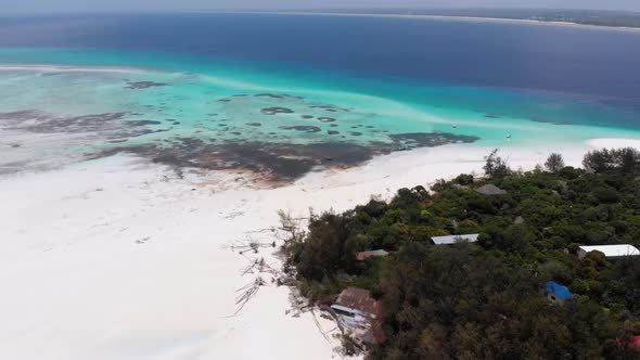 Paradise Private Island of Mnemba in Turquoise Ocean Zanzibar Aerial View
