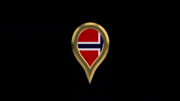 Norway 3D Rotating Location Gold Pin Icon