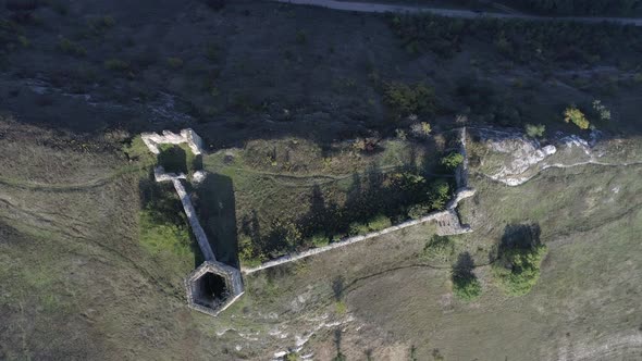 Aerial shot of Skala-Podilsky Castle