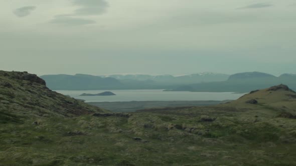 beautiful iceland landscape, camera movement, camera pan from left to right, no people, medium wide