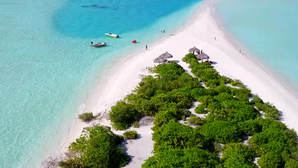 Warm panorama of tropical tourist beach wildlife by lagoon and sand background in sunlight