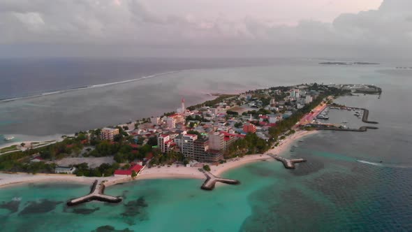 Reverse aerial of maldives Island