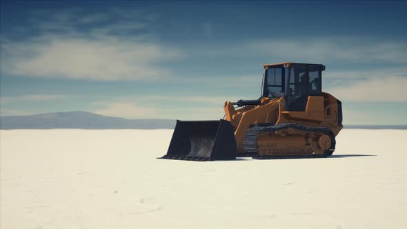 Road Grading Machine on the Salt Desert Road