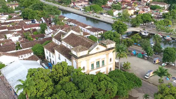 Panoramic aeria view of caribbean island at Paraty Rio de Janeiro Brazil