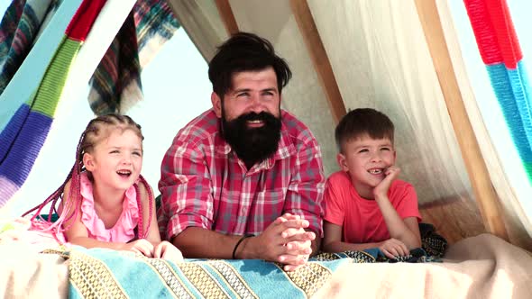 Dad and Kids Family Camping