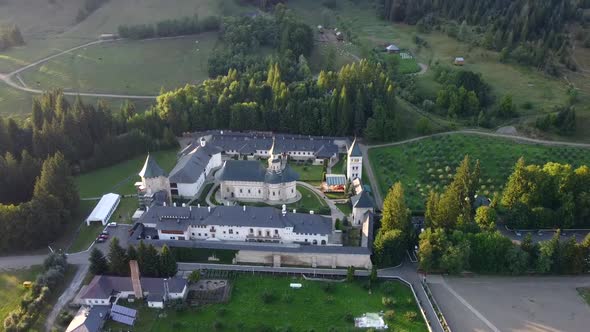 Putna Monastery In Bucovina, Romania, Aerial View