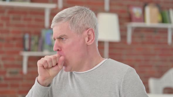 Sick Senior Old Man Coughing