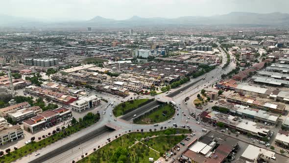 Konya city traffic aerial view with drone, Turkey 4 K