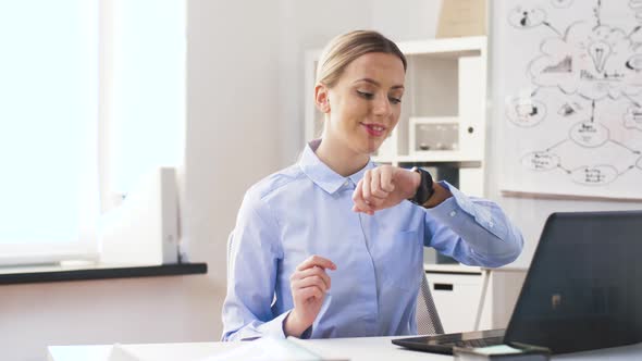 Businesswoman Having Video Call on Smartwatch 55