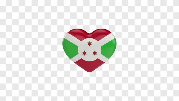 Burundi Flag on a Rotating 3D Heart