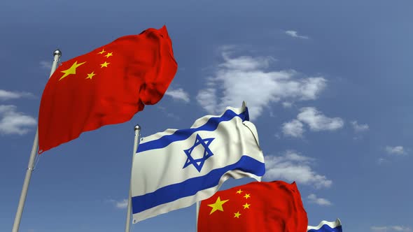 Flags of Israel and China at International Meeting alt