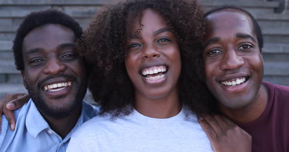 Young black people having fun looking at camera