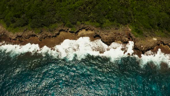 Ocean with Waves Crashing on the Shore