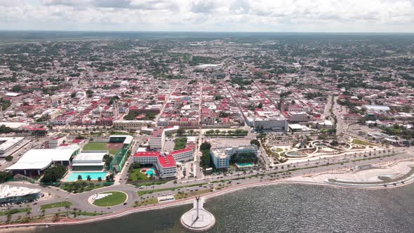 view of the bay of Campeche with the sea calm