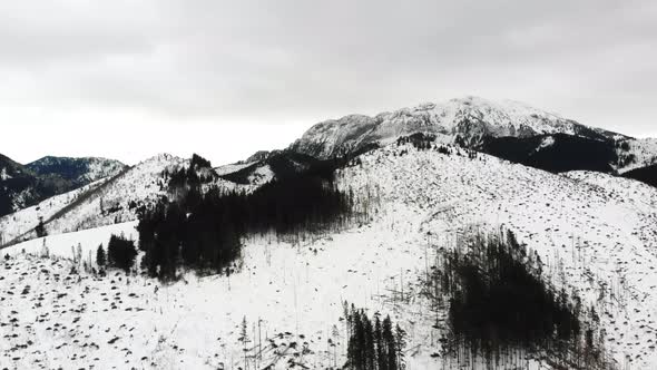 Panoramic Aerial View of Highlands Covered with Snow