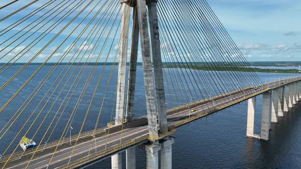 Landmark Cable Bridge at downtown Manaus Amazonas Brazil.