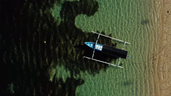 Top Down View Fisherman Boat on the Beach